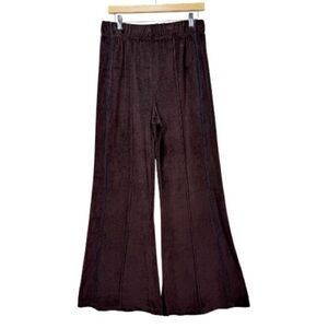 BDG Brown Velour Wide Leg Pants Women’s Size Large – Soft Stretch Lounge Flare